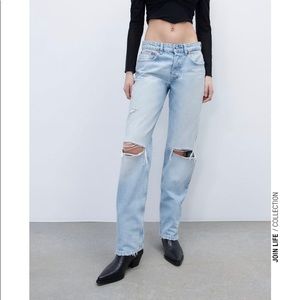 Zara Mid rise full length straight jeans